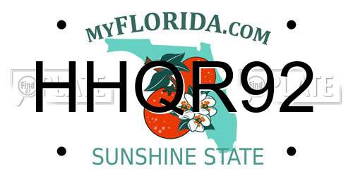 HHQR92 Florida License Plate