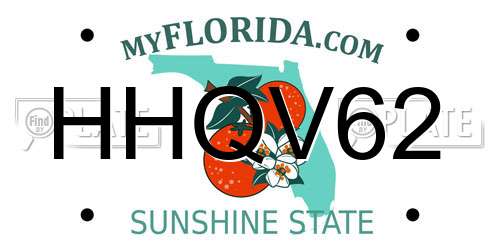 HHQV62 Florida License Plate