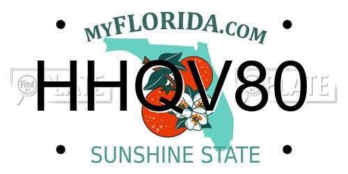 HHQV80 Florida License Plate