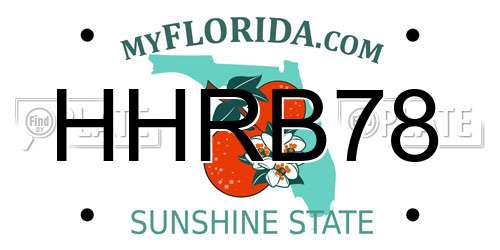 HHRB78 Florida License Plate