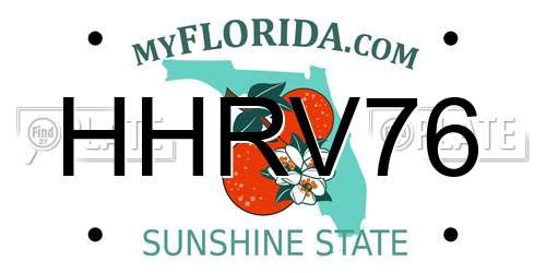 HHRV76 Florida License Plate