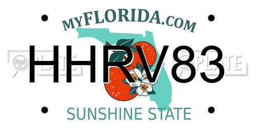HHRV83 Florida License Plate