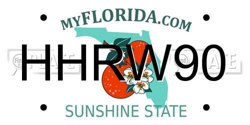 HHRW90 Florida License Plate