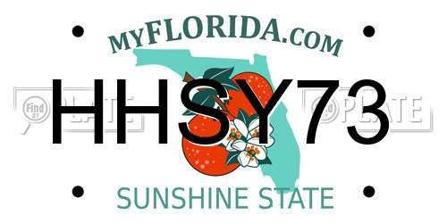 HHSY73 Florida License Plate