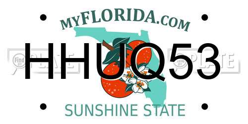HHUQ53 Florida License Plate