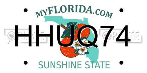 HHUQ74 Florida License Plate