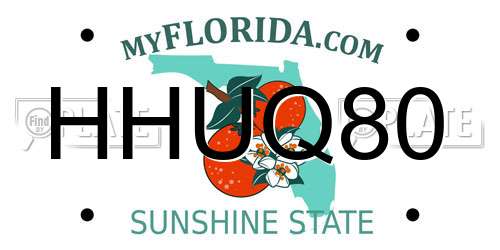 HHUQ80 Florida License Plate