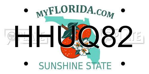 HHUQ82 Florida License Plate