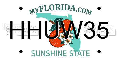 HHUW35 Florida License Plate