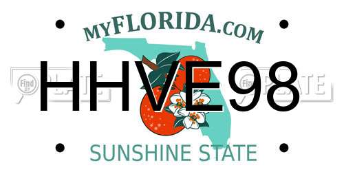 HHVE98 Florida License Plate