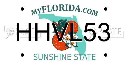 HHVL53 Florida License Plate