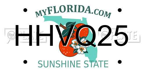 HHVQ25 Florida License Plate