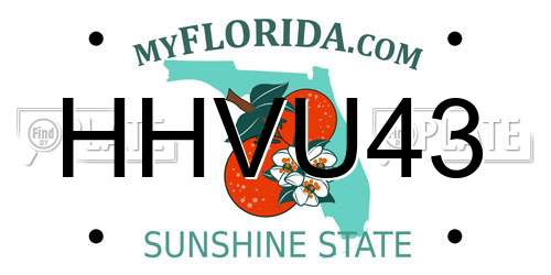 HHVU43 Florida License Plate