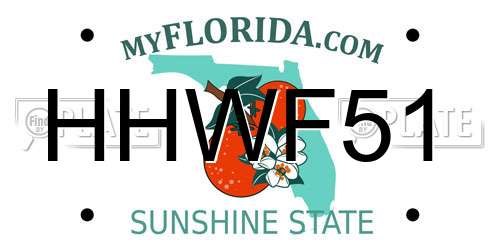 HHWF51 Florida License Plate