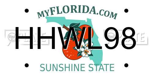 HHWL98 Florida License Plate