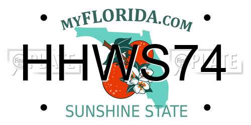HHWS74 Florida License Plate