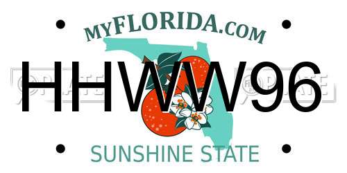 HHWW96 Florida License Plate