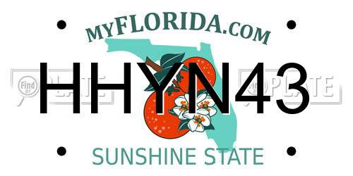 HHYN43 Florida License Plate
