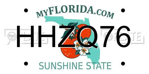 HHZQ76 Florida License Plate