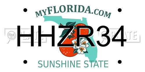 HHZR34 Florida License Plate