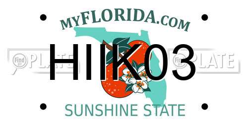 HIIK03 Florida License Plate