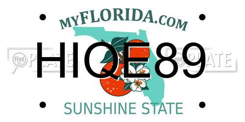 HIQE89 Florida License Plate