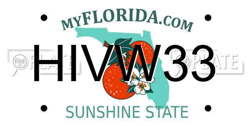 HIVW33 Florida License Plate