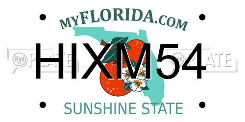 HIXM54 Florida License Plate