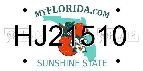 HJ21510 Florida License Plate