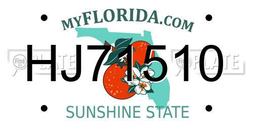 HJ71510 Florida License Plate