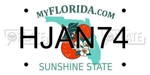 HJAN74 Florida License Plate