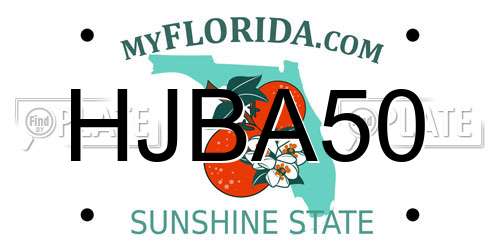 HJBA50 Florida License Plate