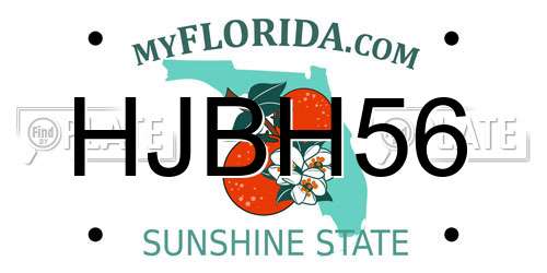 HJBH56 Florida License Plate