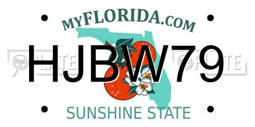 HJBW79 Florida License Plate