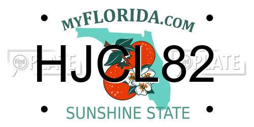 HJCL82 Florida License Plate