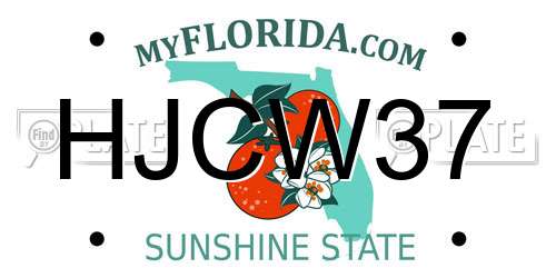 HJCW37 Florida License Plate