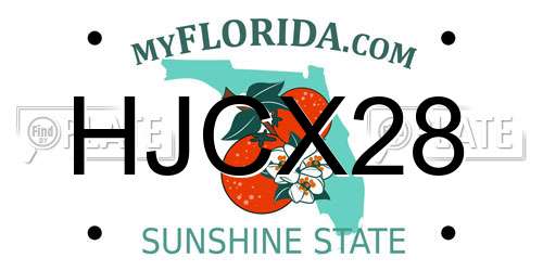 HJCX28 Florida License Plate