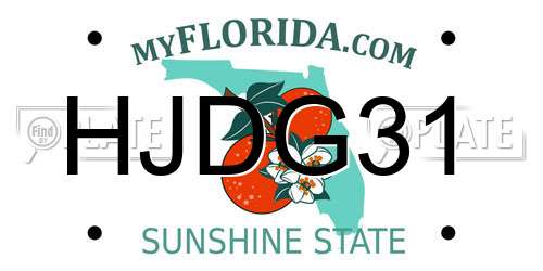 HJDG31 Florida License Plate