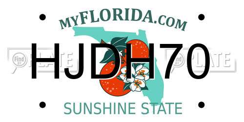 HJDH70 Florida License Plate