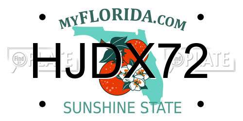 HJDX72 Florida License Plate