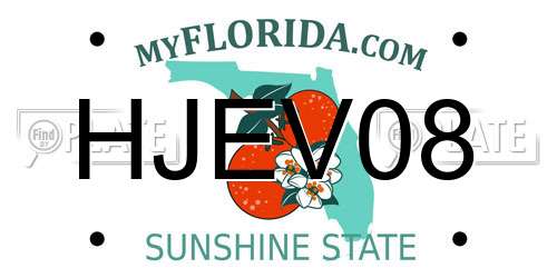 HJEV08 Florida License Plate
