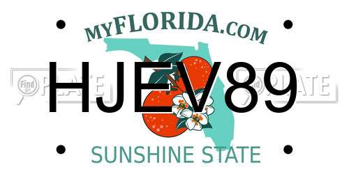 HJEV89 Florida License Plate