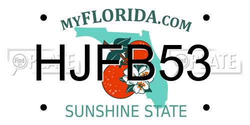 HJFB53 Florida License Plate