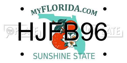 HJFB96 Florida License Plate