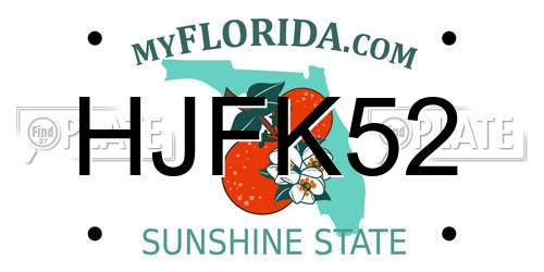 HJFK52 Florida License Plate