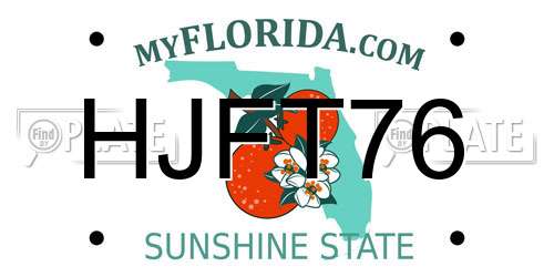 HJFT76 Florida License Plate