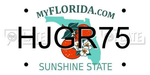 HJGR75 Florida License Plate