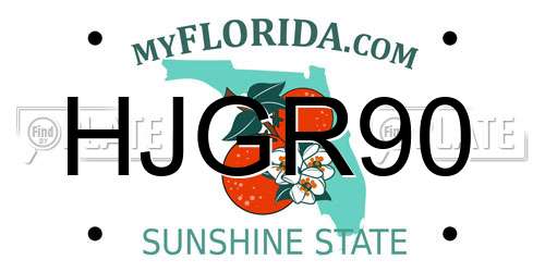 HJGR90 Florida License Plate