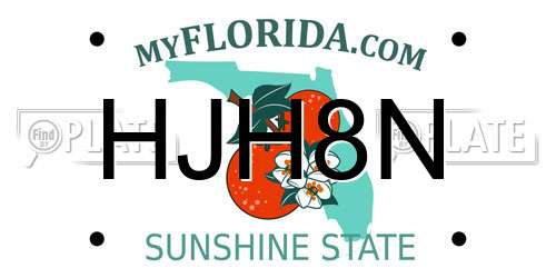 HJH8N Florida License Plate