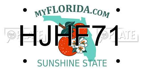 HJHF71 Florida License Plate